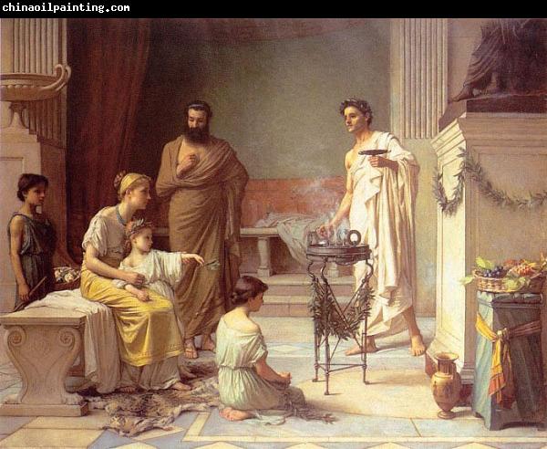 John William Waterhouse A Sick Child brought into the Temple of Aesculapius