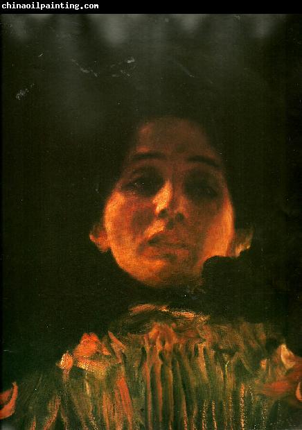 Gustav Klimt en face-portratt av kvinna,