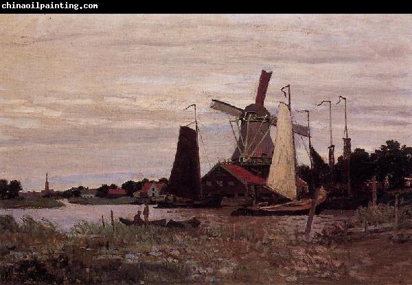 Claude Monet A Windmill at Zaandam