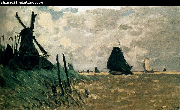 Claude Monet A Windmill Near Zaandam
