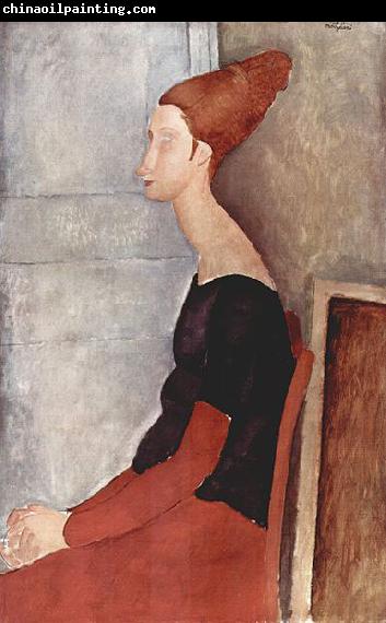 Amedeo Modigliani Portrat der Jeanne Hebuterne in dunkler Kleidung