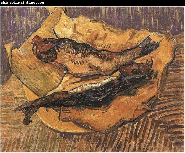 Vincent Van Gogh Bloaters on a Piece of Yellow Papers